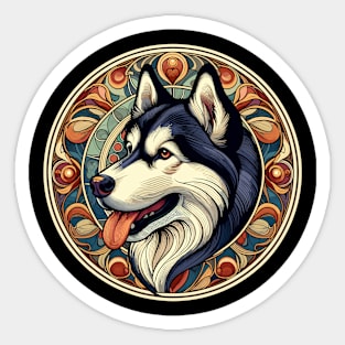 Husky Dog Lovers Art Nouveau Style - Siberian Husky Sticker